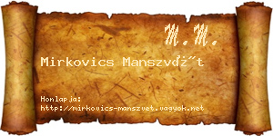 Mirkovics Manszvét névjegykártya